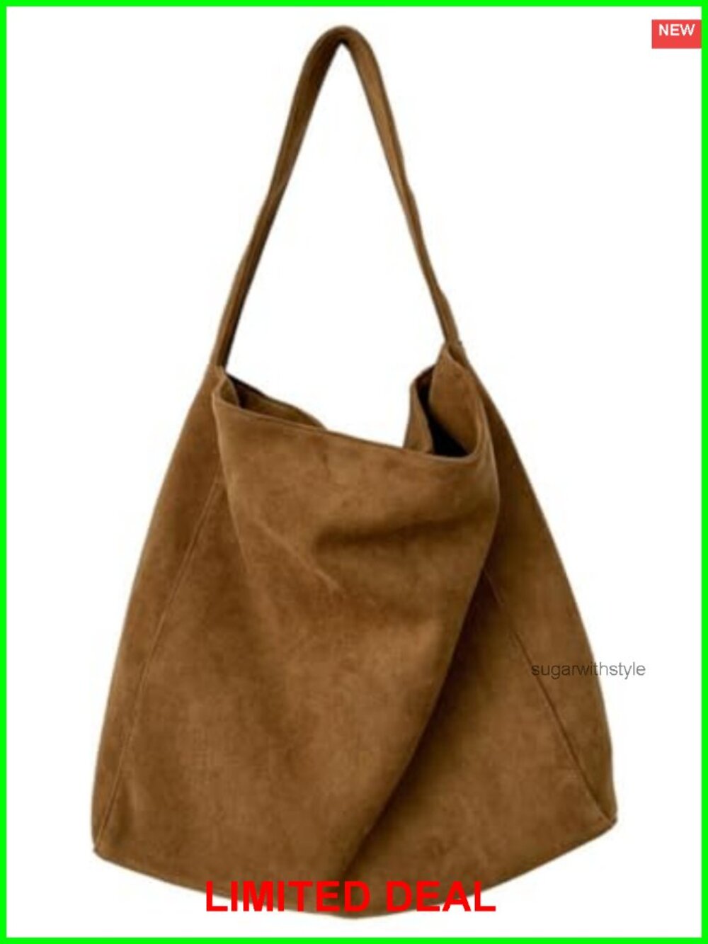 Faux Suede Hobo Bag Slouchy Shoulder Crossbody Purse Tote Handbag
